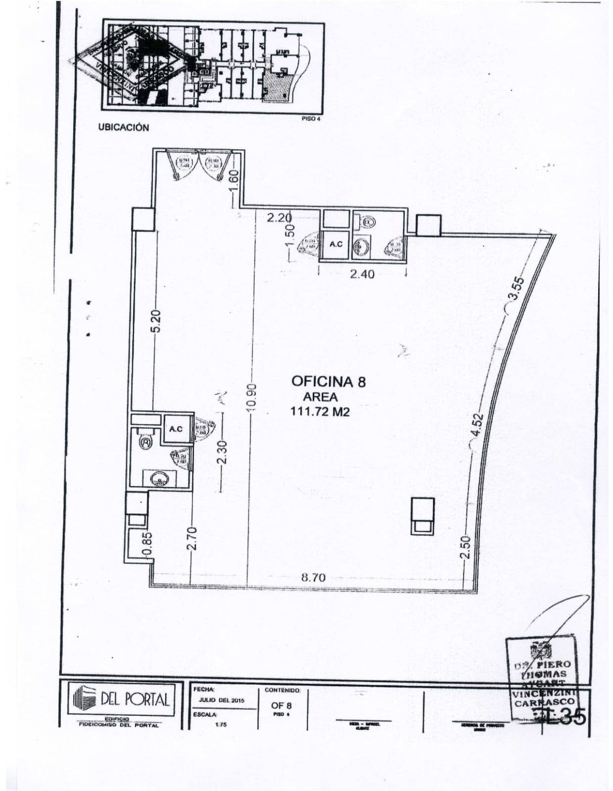 OFICINA EN DEL PORTAL EN VENTA 111 MTS2 4 PARQUEOS